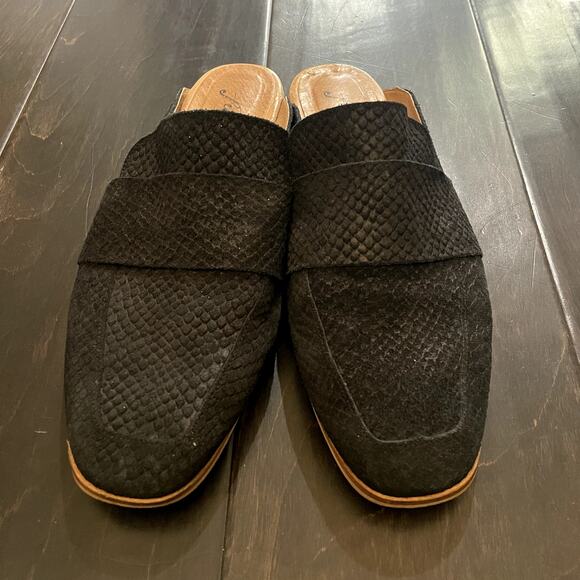 Free People At Ease Snakeskin Suede Leather Mules Slip Ons Women's Size 39 - Picture 2 of 6
